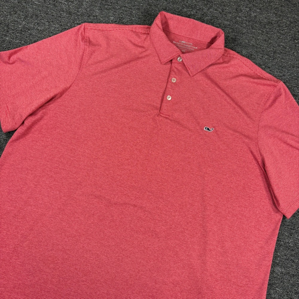 Vineyard Vines Polo Shirt Mens XXL Red Striped On-The-Go Sankaty Performance